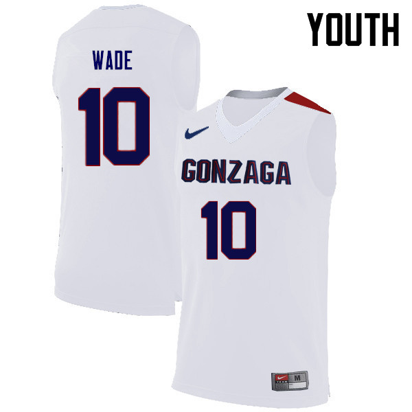 Youth Gonzaga Bulldogs #10 Jesse Wade College Basketball Jerseys Sale-White